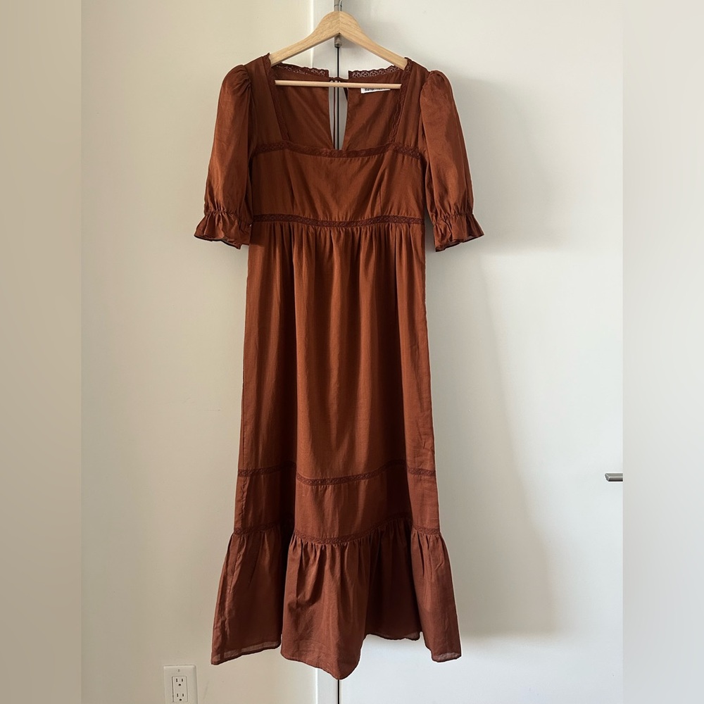 Reformation Brown Midi Dress